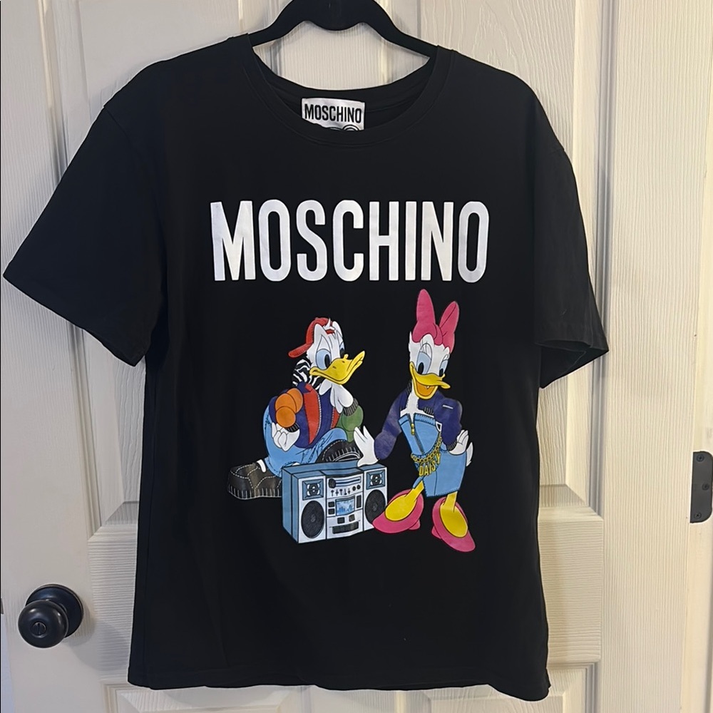 Moschino Black T-Shirt with Cartoon Characters